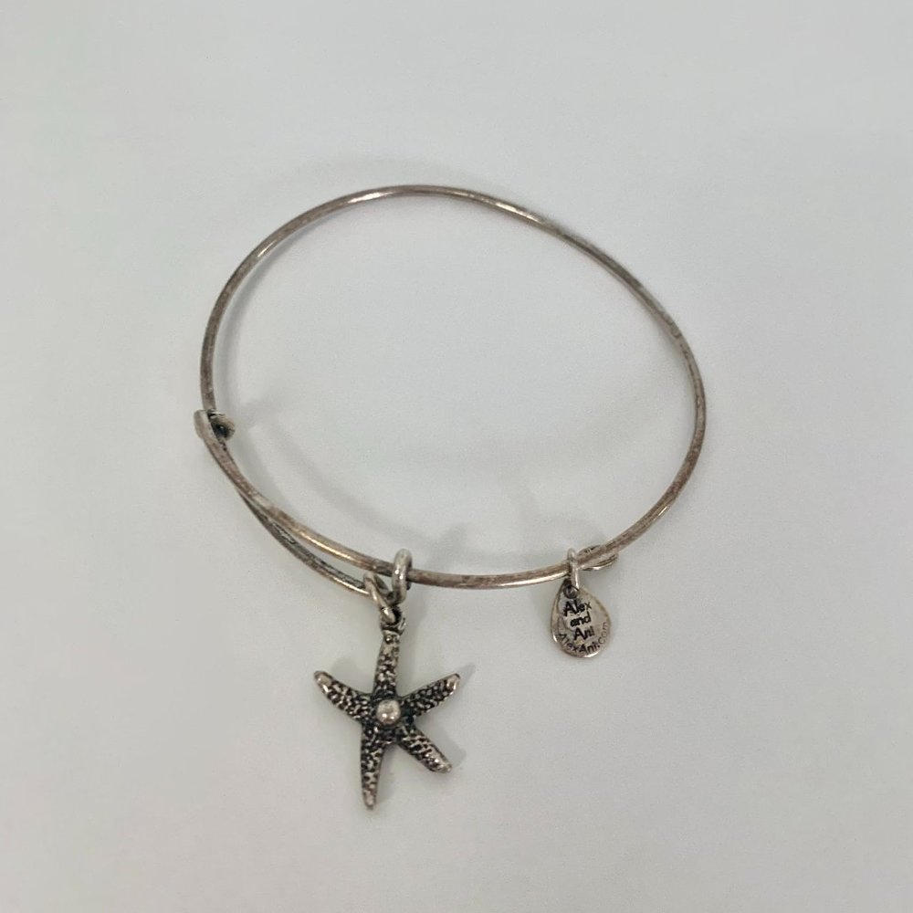 Alex and Ani Silver Starfish Charm Bangle